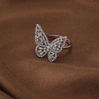 Copper Elegant Lady Classic Style Plating Butterfly Open Rings main image 6