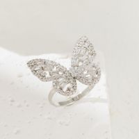 Copper Elegant Lady Classic Style Plating Butterfly Open Rings main image 5