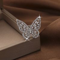 Copper Elegant Lady Classic Style Plating Butterfly Open Rings sku image 1