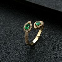 Copper IG Style Modern Style Classic Style Inlay Water Droplets Zircon Open Rings main image 4