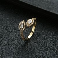 Copper IG Style Modern Style Classic Style Inlay Water Droplets Zircon Open Rings sku image 4