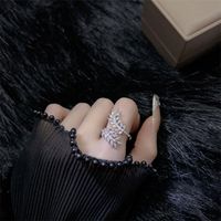 Copper IG Style Lady Modern Style Plating Feather Open Rings sku image 1