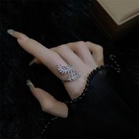 Copper IG Style Lady Modern Style Plating Feather Open Rings main image 6