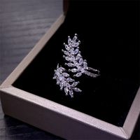 Copper IG Style Lady Modern Style Plating Feather Open Rings main image 3