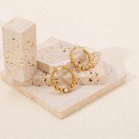 1 Pair Vacation Commute Solid Color Plating Inlay 304 Stainless Steel Artificial Rhinestones 18K Gold Plated Hoop Earrings main image 8