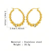 1 Pair Vacation Commute Solid Color Plating Inlay 304 Stainless Steel Artificial Rhinestones 18K Gold Plated Hoop Earrings main image 9