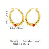 1 Pair Vacation Commute Solid Color Plating Inlay 304 Stainless Steel Artificial Rhinestones 18K Gold Plated Hoop Earrings sku image 8