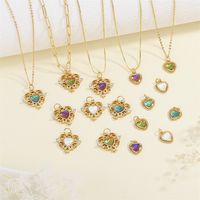 1 Piece Copper Artificial Crystal 18K Gold Plated Heart Shape Polished Pendant Chain main image 1