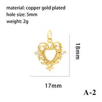 1 Piece Copper Artificial Crystal 18K Gold Plated Heart Shape Polished Pendant Chain sku image 12
