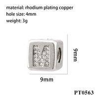 1 Pièce Diamètre 9mm Le Cuivre Zircon Plaqué Or 18K Lettre Brillant Perles Chaîne main image 3