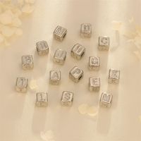 1 Piece Diameter 9mm Copper Zircon 18K Gold Plated Letter Polished Beads Chain main image 5
