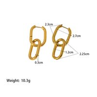 1 Pair Retro Luxurious Double Ring Solid Color Polishing 304 Stainless Steel 18K Gold Plated Drop Earrings main image 3
