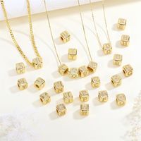 1 Piece Diameter 9mm Copper Zircon 18K Gold Plated Letter Polished Beads Chain main image 9