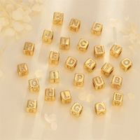 1 Piece Diameter 9mm Copper Zircon 18K Gold Plated Letter Polished Beads Chain main image 4