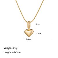Wholesale Cute Simple Style Commute Heart Shape 304 Stainless Steel Inlay 18K Gold Plated Artificial Rhinestones Pendant Necklace sku image 1