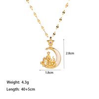 Wholesale Elegant Artistic Commute Moon Dolphin Bow Knot 304 Stainless Steel Polishing Inlay 18K Gold Plated Acrylic Artificial Rhinestones Pendant Necklace sku image 3