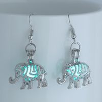 1 Pair IG Style Retro Lotus Elephant Frog Luminous Inlay Zinc Alloy Resin Drop Earrings main image 7