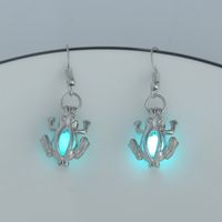 1 Pair IG Style Retro Lotus Elephant Frog Luminous Inlay Zinc Alloy Resin Drop Earrings main image 8