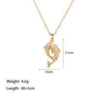 Wholesale Elegant Artistic Commute Moon Dolphin Bow Knot 304 Stainless Steel Polishing Inlay 18K Gold Plated Acrylic Artificial Rhinestones Pendant Necklace sku image 4