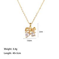 Wholesale Elegant Artistic Commute Moon Dolphin Bow Knot 304 Stainless Steel Polishing Inlay 18K Gold Plated Acrylic Artificial Rhinestones Pendant Necklace sku image 5