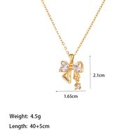 Wholesale Elegant Artistic Commute Moon Dolphin Bow Knot 304 Stainless Steel Polishing Inlay 18K Gold Plated Acrylic Artificial Rhinestones Pendant Necklace sku image 1