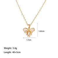 Wholesale Elegant Artistic Commute Moon Dolphin Bow Knot 304 Stainless Steel Polishing Inlay 18K Gold Plated Acrylic Artificial Rhinestones Pendant Necklace sku image 2