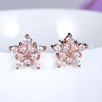 1 Pair Basic Modern Style Classic Style Snowflake Inlay Copper Zircon Ear Studs main image 3