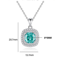 Sterling Silver Elegant Lady Modern Style Inlay Square Zircon Pendant Necklace main image 2