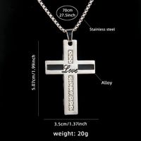 Wholesale Jewelry Retro Commute Cross 201 Stainless Steel Zinc Alloy Rhinestones Gold Plated Inlay Pendant Necklace sku image 1