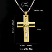 Wholesale Jewelry Retro Commute Cross 201 Stainless Steel Zinc Alloy Rhinestones Gold Plated Inlay Pendant Necklace sku image 2