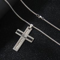 Wholesale Jewelry Retro Commute Cross 201 Stainless Steel Zinc Alloy Rhinestones Gold Plated Inlay Pendant Necklace main image 5