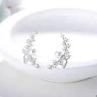 1 Pair Fairy Style Elegant Lady Bow Knot Inlay Copper Pearl Zircon Ear Studs main image 3