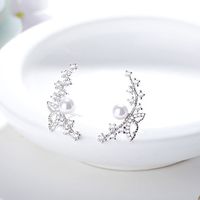 1 Pair Fairy Style Elegant Lady Bow Knot Inlay Copper Pearl Zircon Ear Studs sku image 1