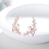 1 Pair Fairy Style Elegant Lady Bow Knot Inlay Copper Pearl Zircon Ear Studs main image 1