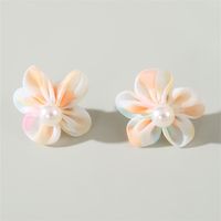 1 Pair Cute Lady Sweet Flower Inlay Cloth Artificial Pearls Ear Studs main image 4