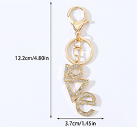 Modern Style Classic Style Commute Letter Alloy Plating Inlay Rhinestones Bag Pendant Keychain main image 2