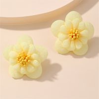1 Pair Cute Lady Sweet Flower Inlay Cloth Artificial Pearls Ear Studs sku image 7