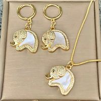 Copper Simple Style Classic Style Inlay Animal Fruit Crystal Earrings Necklace Jewelry Set main image 3