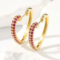 1 Pair Sweet Heart Shape Plating Inlay Copper Zircon Gold Plated Hoop Earrings main image 4