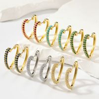 1 Pair Sweet Heart Shape Plating Inlay Copper Zircon Gold Plated Hoop Earrings main image 2