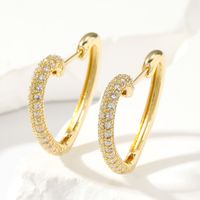 1 Pair Sweet Heart Shape Plating Inlay Copper Zircon Gold Plated Hoop Earrings main image 9