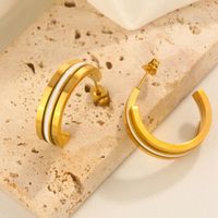 1 Pair Simple Style Classic Style Color Block Plating Inlay 304 Stainless Steel Artificial Rhinestones Resin 18K Gold Plated Ear Studs main image 6