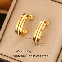 1 Pair Simple Style Classic Style Color Block Plating Inlay 304 Stainless Steel Artificial Rhinestones Resin 18K Gold Plated Ear Studs main image 9