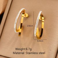 1 Pair Simple Style Classic Style Color Block Plating Inlay 304 Stainless Steel Artificial Rhinestones Resin 18K Gold Plated Ear Studs main image 8