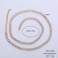 304 Stainless Steel 18K Gold Plated Simple Style Shiny Inlay Solid Color Artificial Rhinestones Necklace main image 4