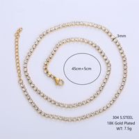 304 Stainless Steel 18K Gold Plated Simple Style Shiny Inlay Solid Color Artificial Rhinestones Necklace main image 2