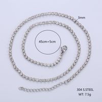 Acier Inoxydable 304 Plaqué Or 18K Style Simple Brillant Incruster Couleur Unie Strass Artificiels Collier sku image 2