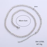 304 Stainless Steel 18K Gold Plated Simple Style Shiny Inlay Solid Color Artificial Rhinestones Necklace main image 3