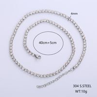 Acier Inoxydable 304 Plaqué Or 18K Style Simple Brillant Incruster Couleur Unie Strass Artificiels Collier main image 3