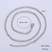 Acier Inoxydable 304 Plaqué Or 18K Style Simple Brillant Incruster Couleur Unie Strass Artificiels Collier sku image 1